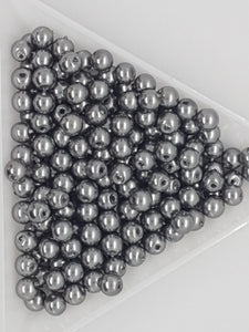 4MM GLASS ROUND PEARLS - 10GMS MEDIUM GREY