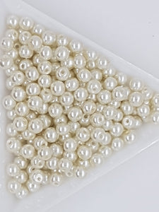 4MM GLASS ROUND PEARLS - 10GMS WARM WHITE