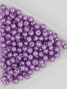 4MM GLASS ROUND PEARLS - 10GMS MEDIUM PURPLE