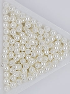 4MM GLASS ROUND PEARLS - 10GMS WARM WHITE