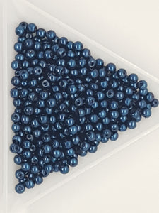 3MM GLASS ROUND PEARLS - 10GMS MARINE BLUE