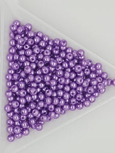3MM GLASS ROUND PEARLS - 10GMS MEDIUM PURPLE