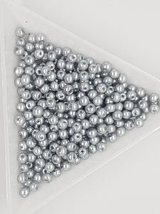3MM GLASS ROUND PEARLS - 10GMS LIGHT GREY