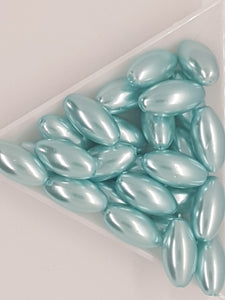 16MM X 8MM GLASS RICE PEARLS - LIGHT BLUE