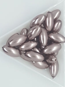 16MM X 8MM GLASS RICE PEARLS - COCOA