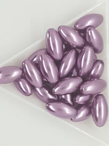 16MM X 8MM GLASS RICE PEARLS - PURPLE
