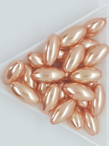 16MM X 8MM GLASS RICE PEARLS - PEACH