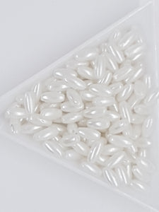 8MM X 4MM ACRYLIC RICE PEARLS - WHITE