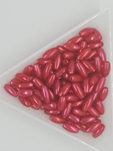 8MM X 4MM ACRYLIC RICE PEARLS - CRIMSON/RED