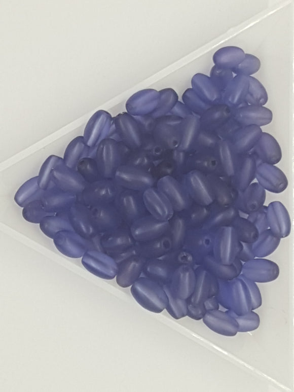 7MM X 4MM GLASS RICE PEARLS - MATT - ROYAL BLUE