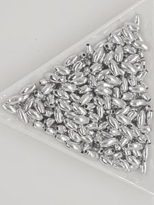 6MM X 3MM ACRYLIC RICE PEARLS - SILVER