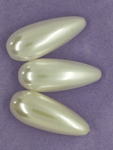 36MM X 14.5MM ACRYLIC PEARL TEARDROPS - WHITE