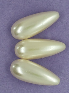 36MM X 14.5MM ACRYLIC PEARL TEARDROPS - WARM WHITE