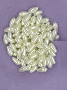 8MM X 4.5MM GLASS PEARL TEARDROPS - WARM WHITE