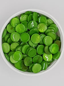 10MM NATURAL SHELL BEADS - FLAT ROUND - LIME GREEN