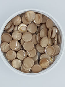 10MM NATURAL SHELL BEADS - FLAT ROUND - CARAMEL