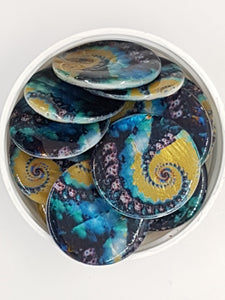 28-30MM NATURAL SHELL SWIRL BEADS - FLAT ROUND