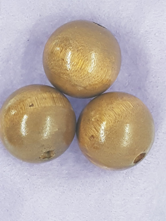 29-30MM WOODEN ROUND BEADS - SADDLE BROWN