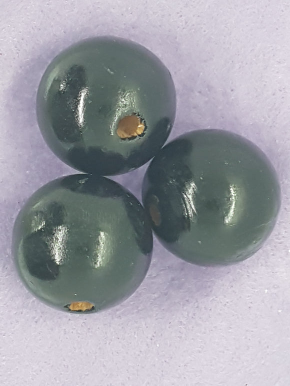 30MM WOODEN ROUND BEADS - BLACK