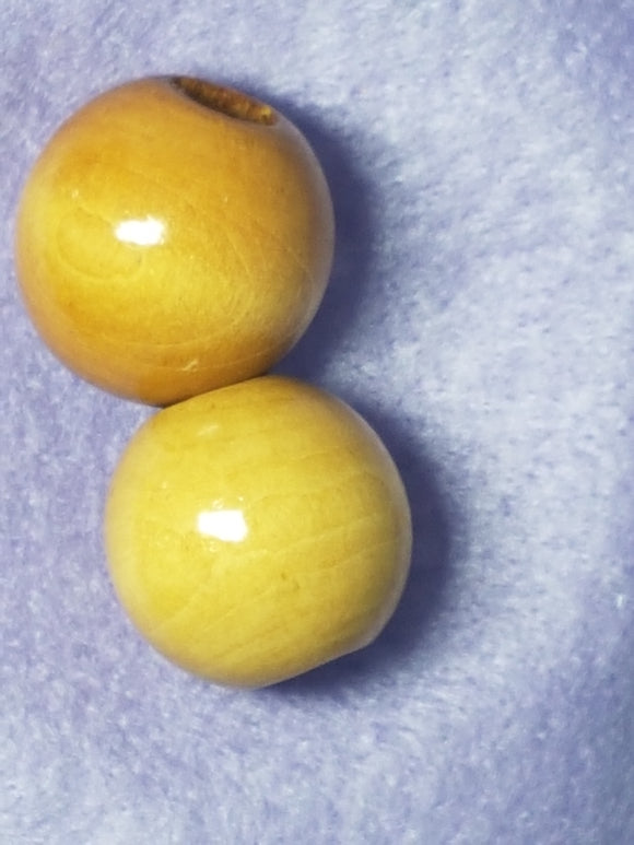 25MM WOODEN ROUND BEADS - CAMEL