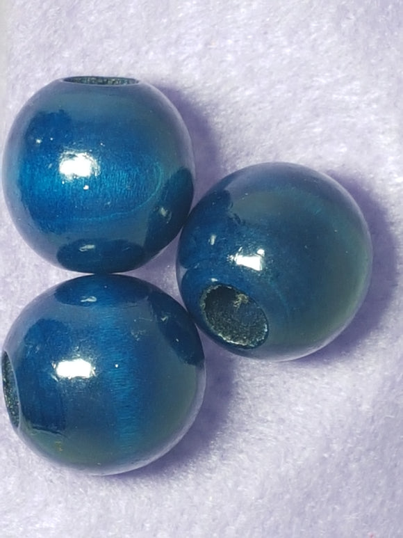 25MM WOODEN ROUND BEADS - ROYAL BLUE