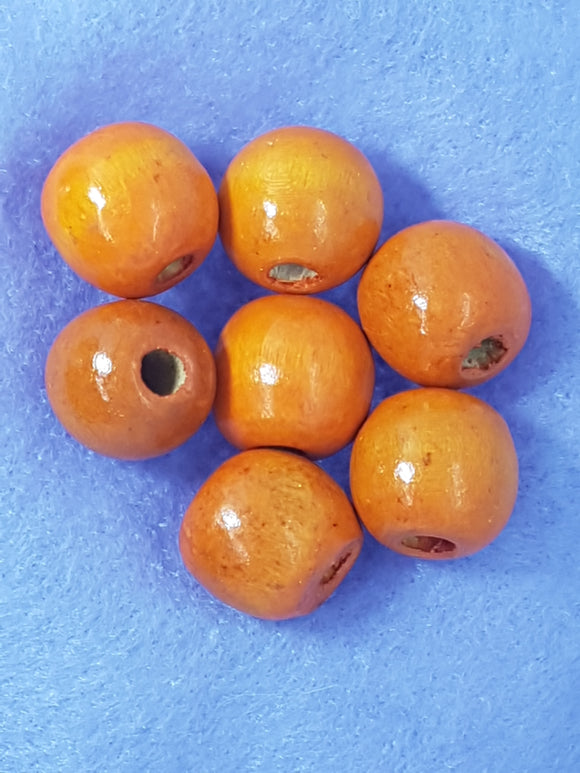 16-18MM WOODEN ROUND BEADS - ORANGE