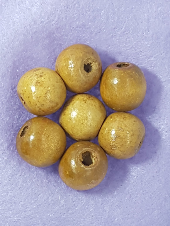 16-18MM WOODEN ROUND BEADS - LIGHT BROWN