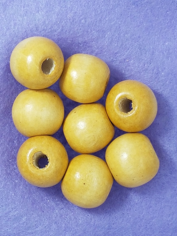 16-18MM WOODEN ROUND BEADS - LIGHT GOLDEN ROD