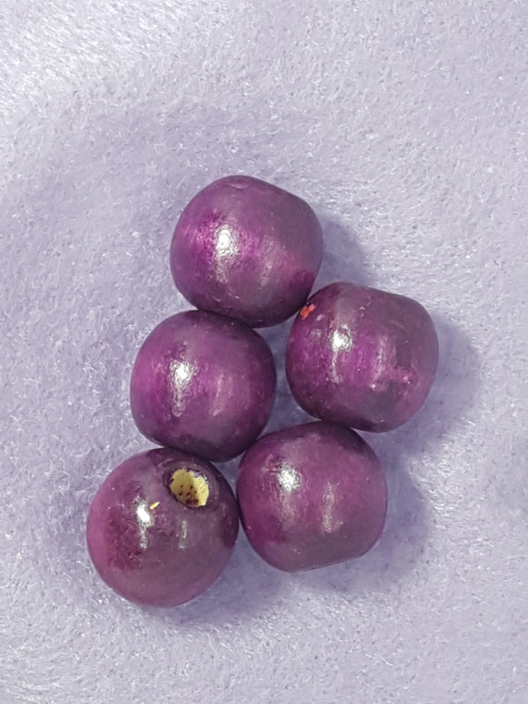 16-18MM WOODEN ROUND BEADS - MEDIUM PURPLE