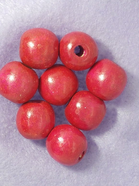 16-18MM WOODEN ROUND BEADS - CRIMSON