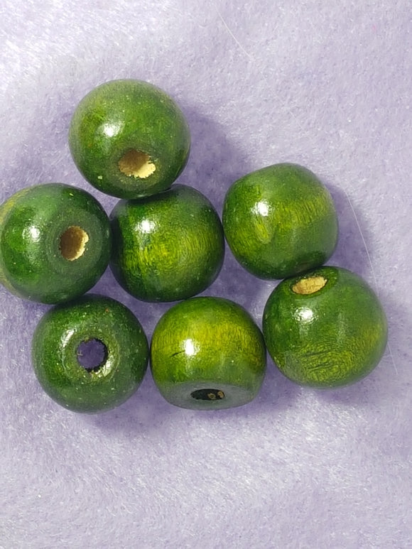16-18MM WOODEN ROUND BEADS - DARK GREEN