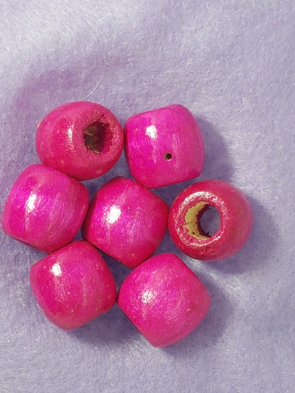 16-18MM WOODEN BARREL BEADS - CRIMSON