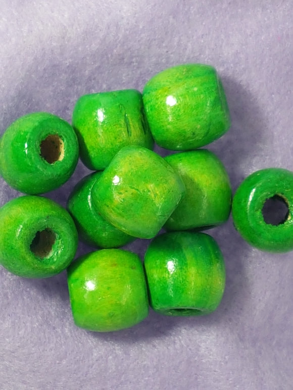 16-18MM WOODEN BARREL BEADS - GREEN