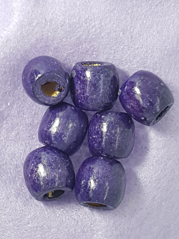 16-18MM WOODEN BARREL BEADS - DARK PURPLE