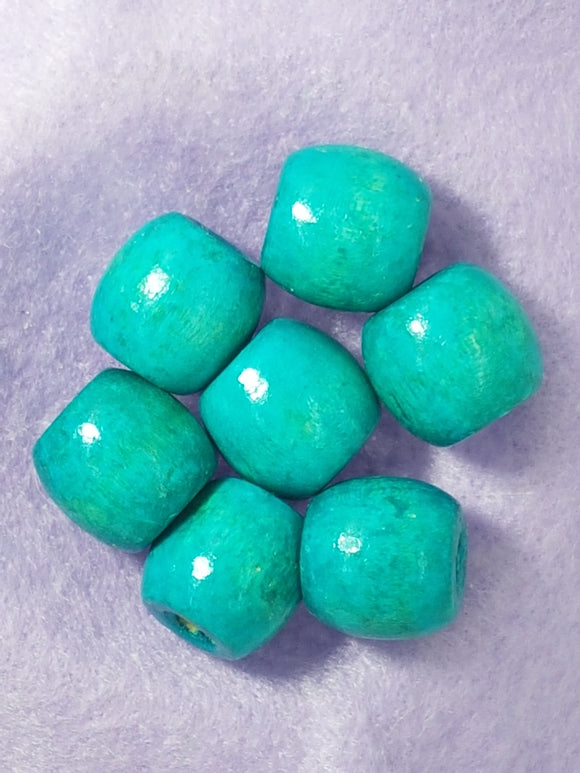 16-18MM WOODEN BARREL BEADS - BLUE