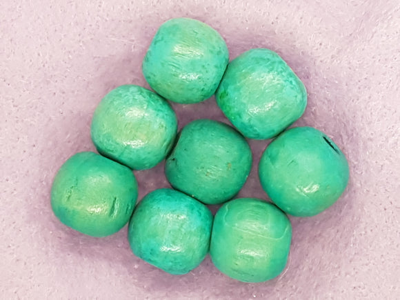 16MM WOODEN ROUND BEADS - BLUE