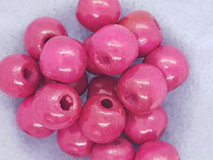 16MM WOODEN ROUND BEADS - CRIMSON