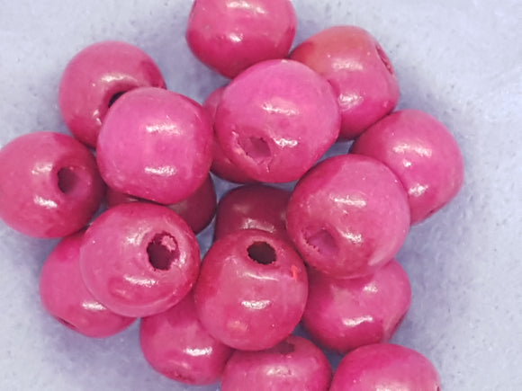 16MM WOODEN ROUND BEADS - CRIMSON