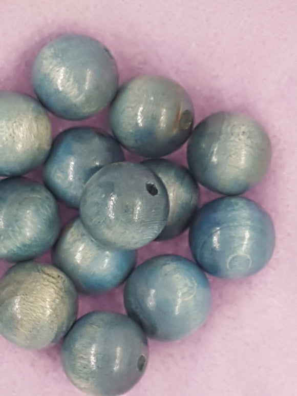 16MM WOODEN ROUND BEADS - BLUE