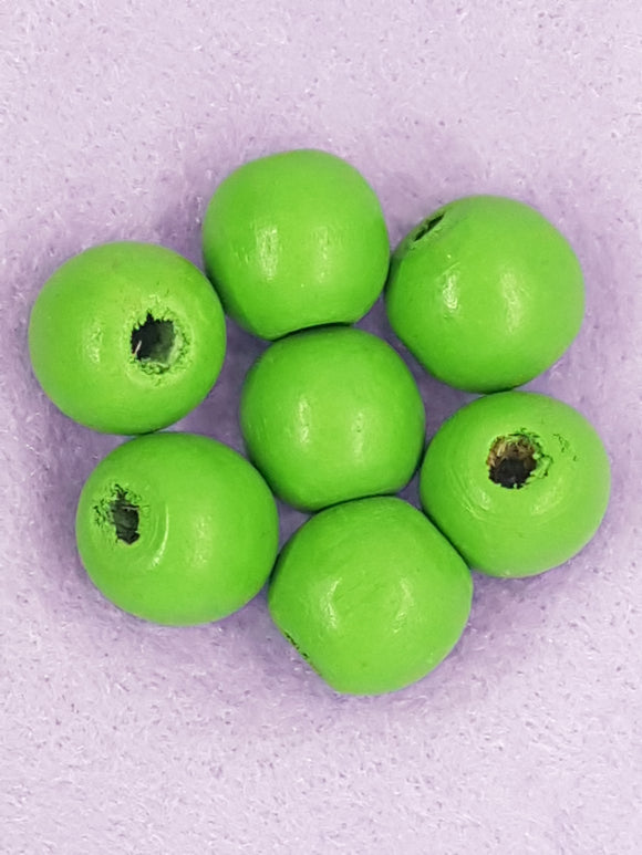 16MM WOODEN ROUND BEADS - GREEN