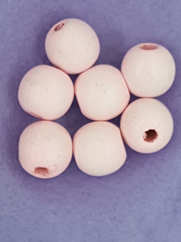 16MM WOODEN ROUND BEADS - PINK