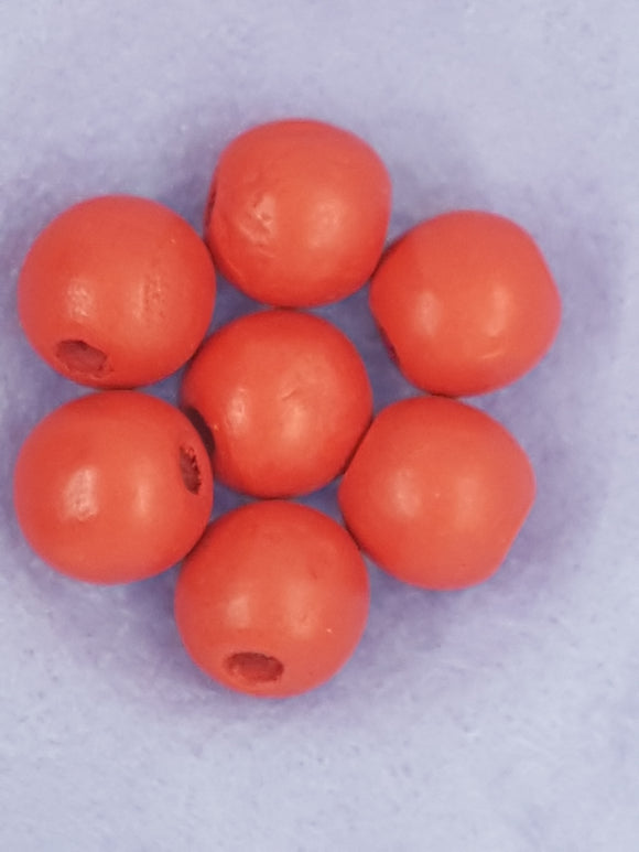 16MM WOODEN ROUND BEADS - RED