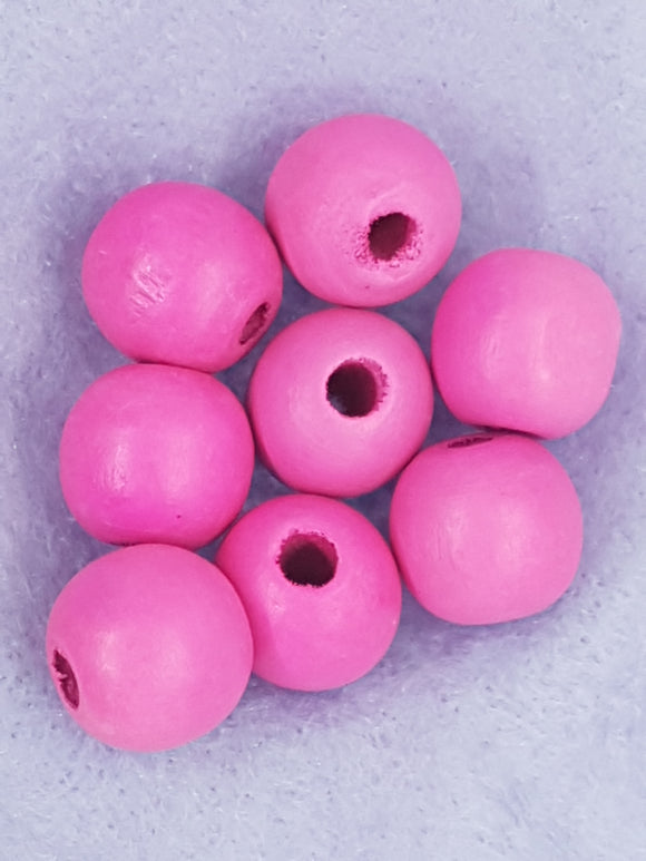 16MM WOODEN ROUND BEADS - CRIMSON
