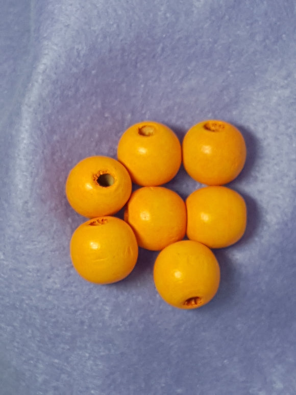 16MM WOODEN ROUND BEADS - ORANGE