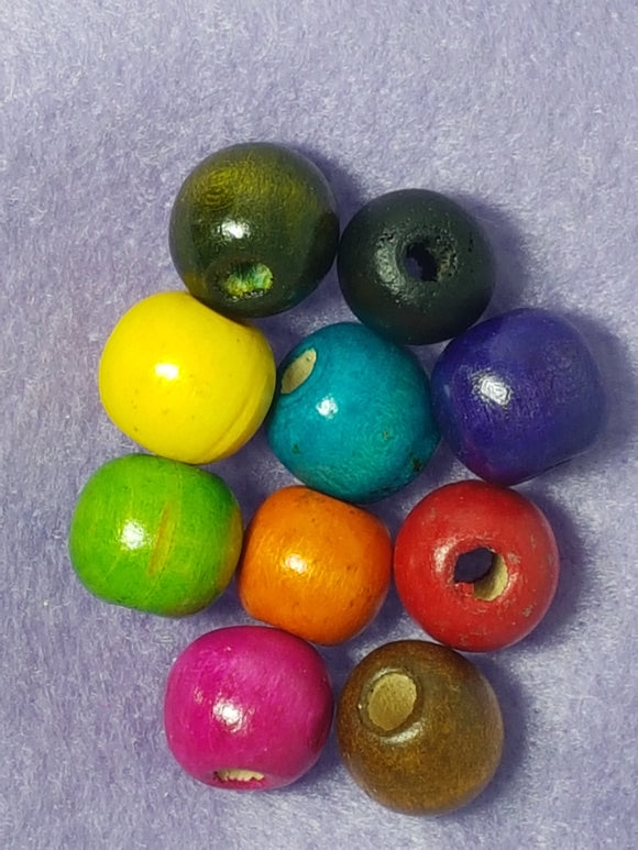 14MM WOODEN ROUND BEADS - MIX NO 1