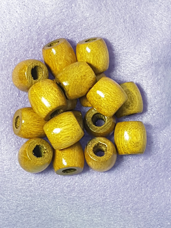 12MM NATURAL WOODEN BARREL BEADS - CAMEL