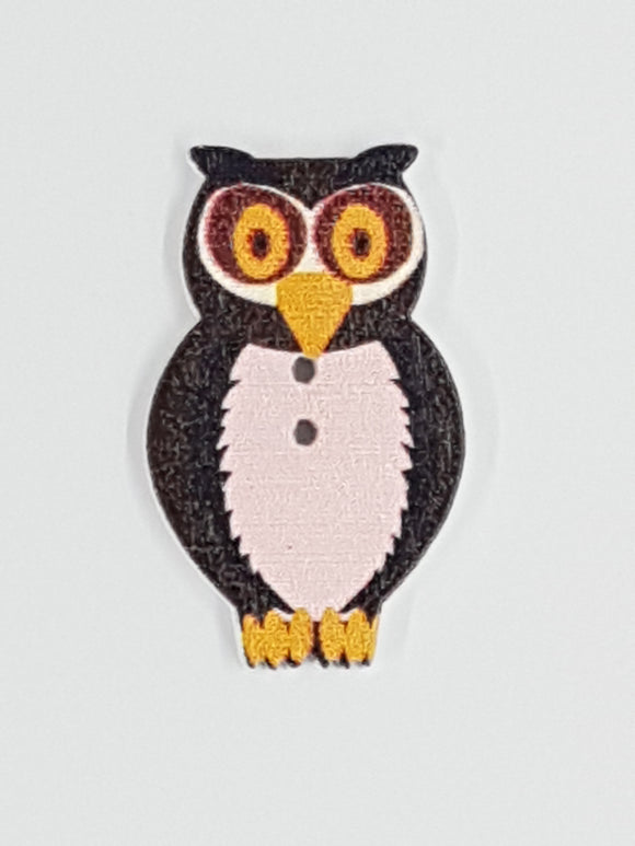 32X20MM WOODEN OWL - DARK BROWN