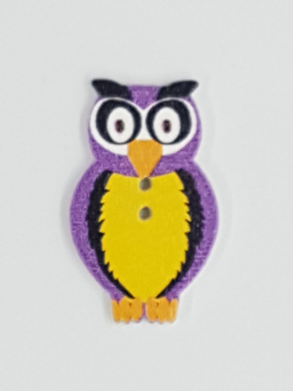 32X20MM WOODEN OWL - PURPLE