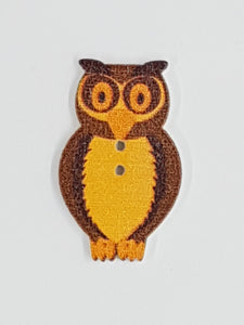32X20MM WOODEN OWL - LIGHT BROWN