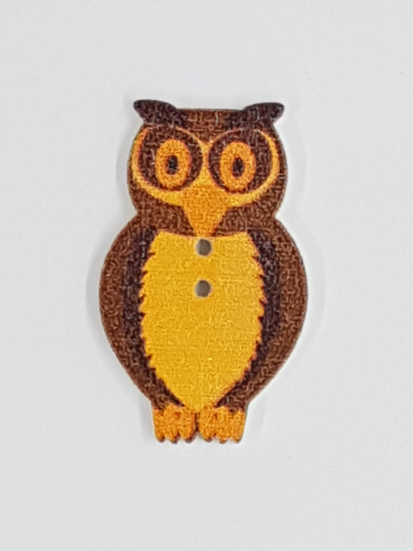 32X20MM WOODEN OWL - LIGHT BROWN